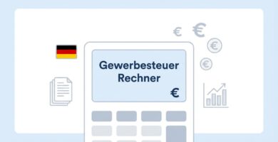 Abbildung eines schwarz-weißen Taschenrechners neben Symbolen für Geld, Wirtschaft und dem Namen des Artikels