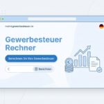 Bild einer Webseite zusammen mit Symbolen für Geld und Finanzen, dem Namen der Website und einem Taschenrechner-Symbol