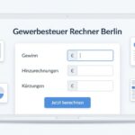 Abbildung eines Bildschirms mit Artikelbezeichnung und Steuerrechner-Tool in schlichtem 2-Farben-Design