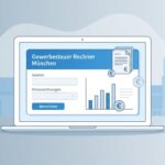 Abbildung eines Computers mit weiß-blauem Bildschirm, auf dem Titel, Zahlen, Statistiken und Informationen des Artikels angezeigt werden. Das Bild wirkt schlicht und minimalistisch.